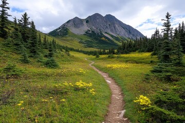 Obraz premium A map showing hiking trails in a national park, with distances and elevation changes marked