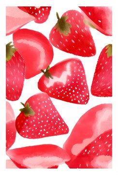 illustration of a bunch of large strawberries close up