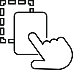 Obraz premium Finger selecting on tablet device with selection path marked by dotted line, representing digital interaction and precise control