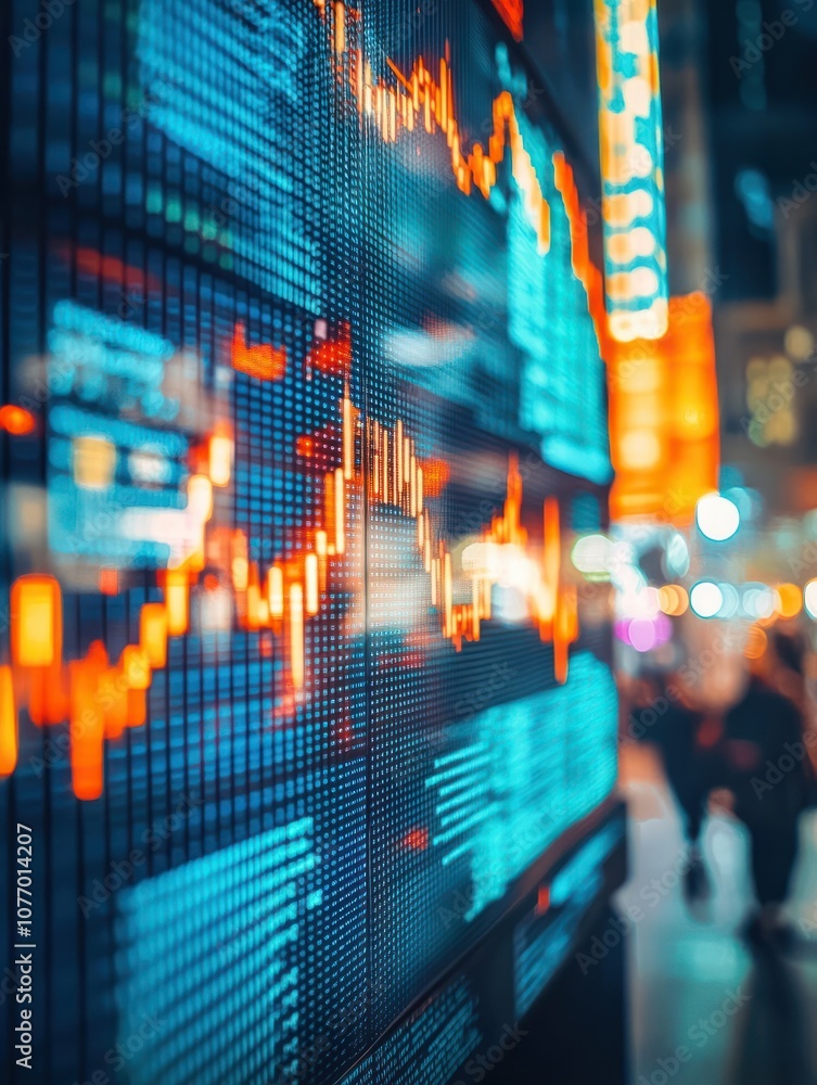 Poster dynamic stock market graph displaying financial trends and growth, showcasing data visualization in 