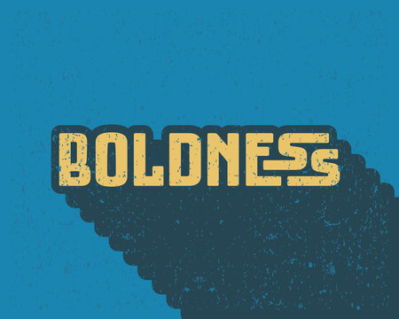 Long shadow text effect typography flat design boldness with grunge effect in blue color retro style. Lettering vector illustration. Suitable for wall art decoration