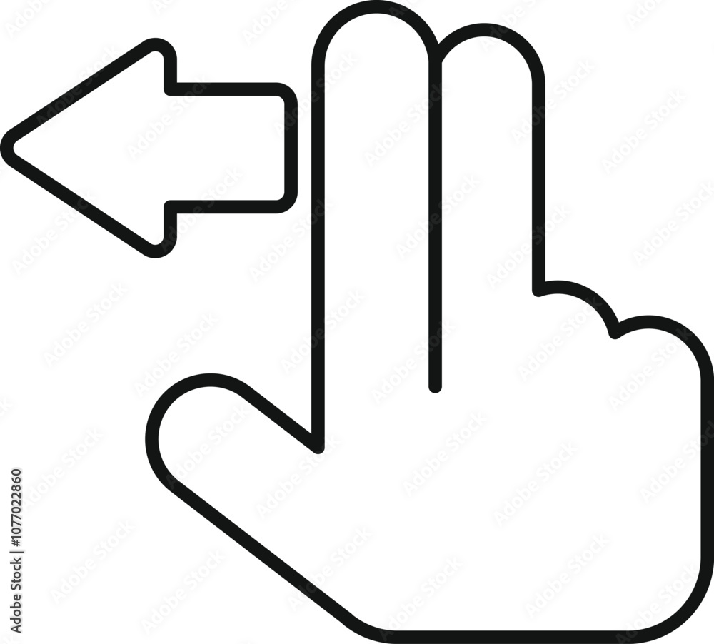 Aufkleber hand making scrolling left gesture on a touchscreen device