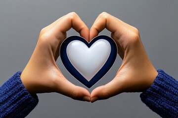 Obraz premium Simple icon of two hands pressing down with a subtle heart shape, capturing the care of massage