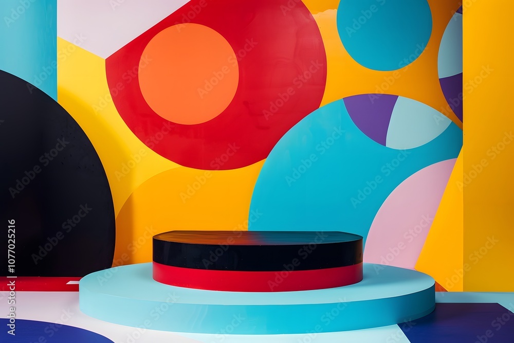 Aufkleber vibrant abstract background with geometric shapes and colorful elements perfect for product photogra