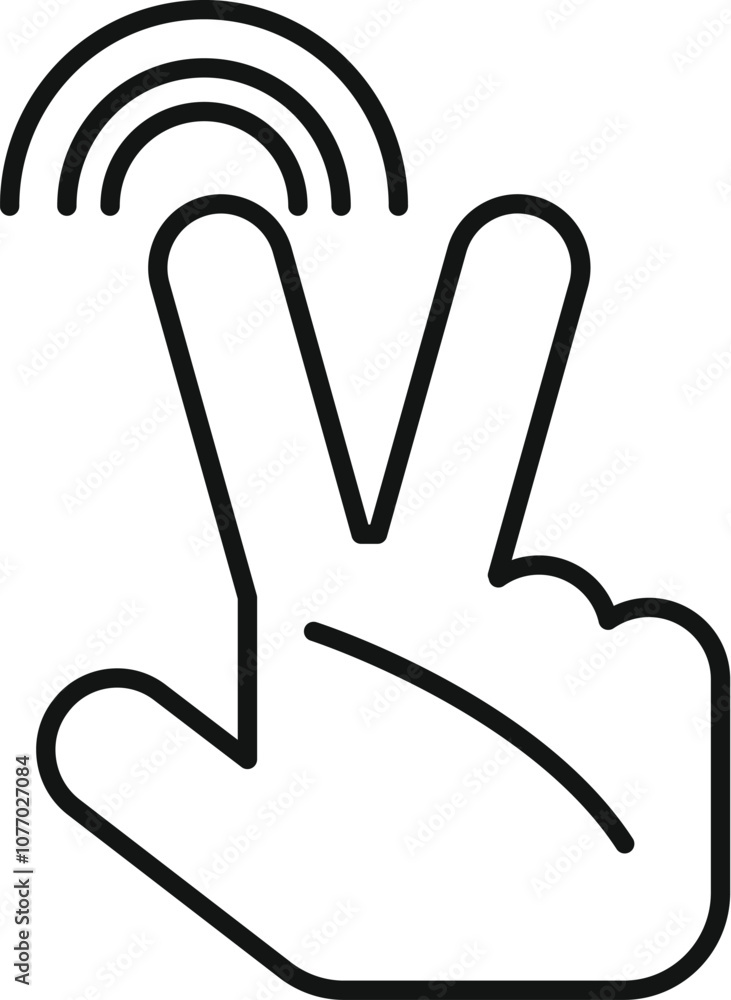 Poster two fingers interacting with a touchscreen device, executing a multi touch zoom or expand gesture