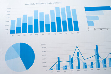 chart or graph paper. Financial, account, statistics and business data concept.