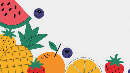 Minimalistic bright illustration of fruits. Food art