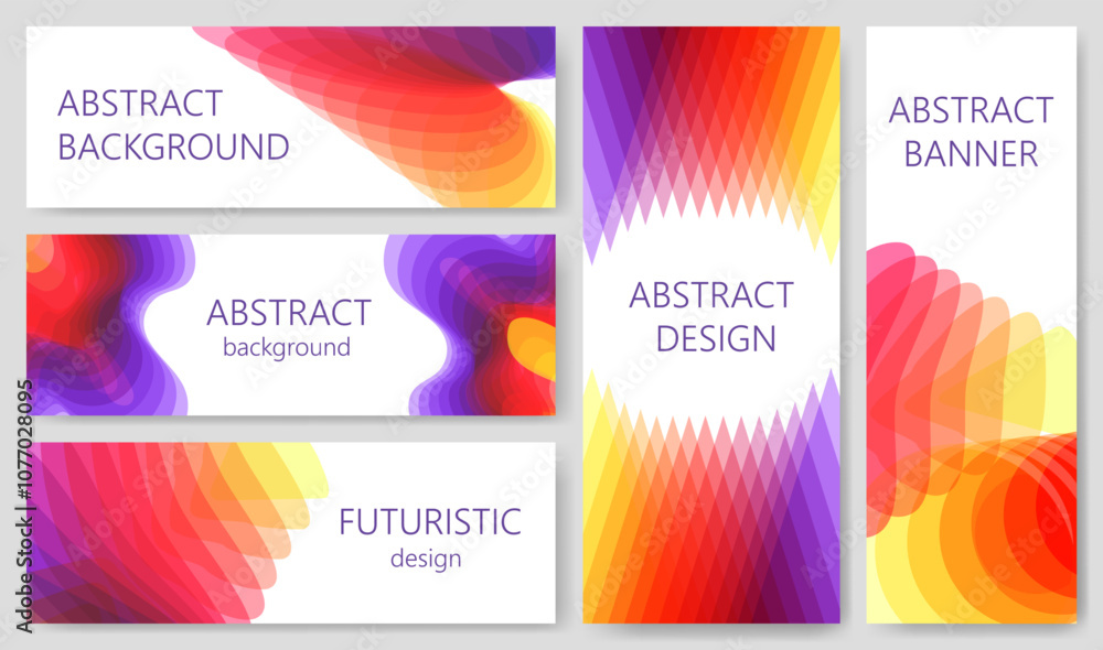 Poster abstract 3d layers banner template. layered dynamic shapes with overlapping vibrant gradient blendin