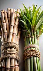 Fototapeta premium Sugarcane Rice Stalks Vector Illustration Prosperity Harvest Pongal Infographic Clean Design Stock Concept Ideal for Celebrating Festivals and Agricultural Themes
