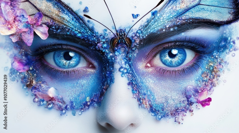 Poster enchanting butterfly transformation with vibrant colors and intricate details creating a magical atm