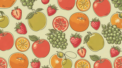 Minimalistic bright illustration of fruits. Food art