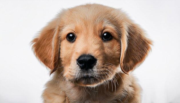 Primer plano, Retrato de la cara de un bonito cahorro de perro Golden retriever. Foto estudio