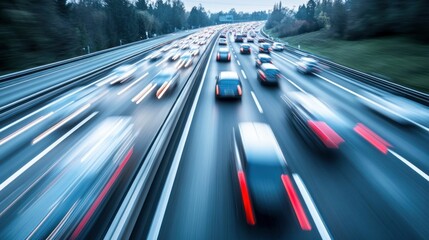 Blurry Night Traffic on Highway