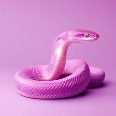 Fototapeta premium Pink Snake on Purple Background