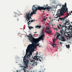 Fototapeta premium Enigmatic Beauty in a Burst of Abstract Floral Art
