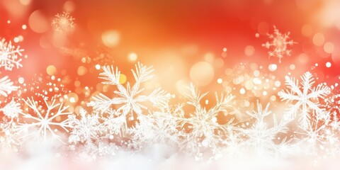 Delicate snowflakes dance through a warm, radiant glow, creating a festive atmosphere perfect for celebrating the winter season and holiday cheer.