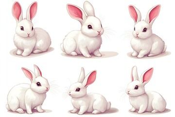 Obraz premium Rabbit and easter eggs frame watercolor mammal animal plant Cartoon bunny elements Cute bunny footprint trail paws ears and Funny bunnies head muzzle easter pattern rabbits and bunny free vector