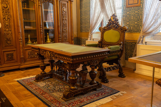 An inside view of the newly restored Yıldız Palace on a sunny day. Yildiz Palace. 9 August 2024. Istanbul, Turkey