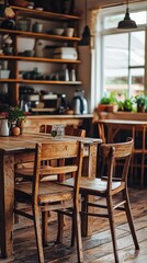 Rustic Cozy Dining Space with Handcrafted Wooden Furniture