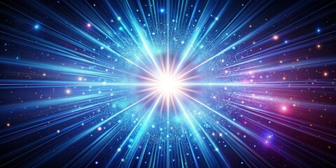 Fototapeta premium Blue and Purple Light Rays with Bright Center, Abstract, Futuristic ,background, light, space