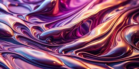 Obraz premium Abstract Liquid Metal Flow, Purple, Gold, abstract art, digital art