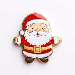 Brooch of cute santa claus outdoors snowman nature.