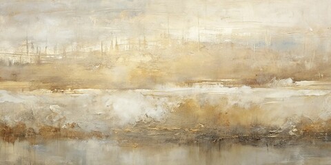 Fototapeta premium Abstract Landscape in Warm Tones, Acrylic Painting, Abstract Art, Landscape Painting, Nature Art