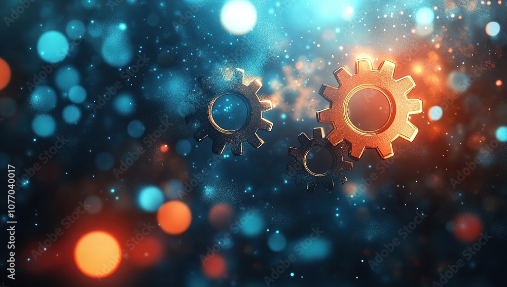 Poster abstract background with gears and technology, a concept of digital transformation