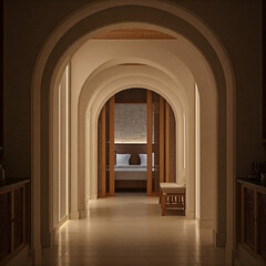 Fototapeta premium interior of a luxury hotel room with large size bed. interior of modern luxury bedroom with dim light.