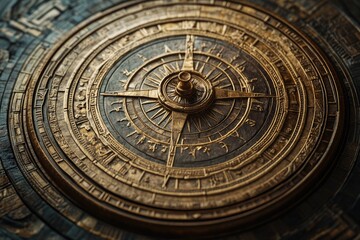 Obraz premium Golden astrolabe showing constellations and celestial navigation