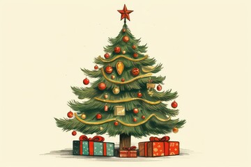 Obraz premium Christmas tree cartoon plant.