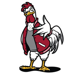 Cool Cartoon Chicken Wearing Jacket