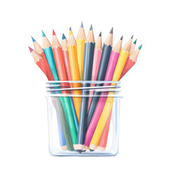 Fototapeta premium A collection of colorful pencils in a glass jar, perfect for art projects, crafts, or creative inspiration.