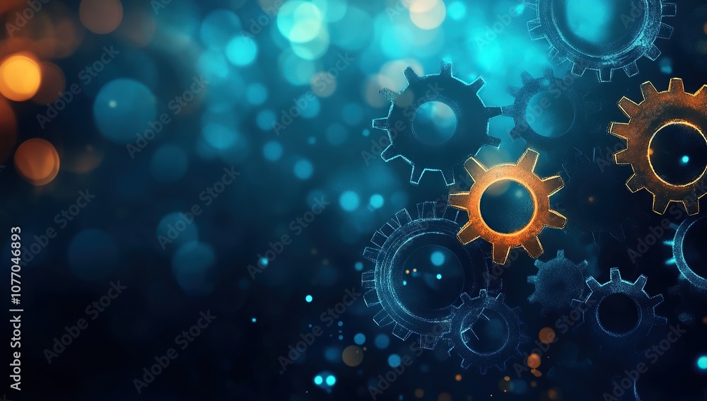 Poster abstract background with gears and technology, a concept of digital transformation