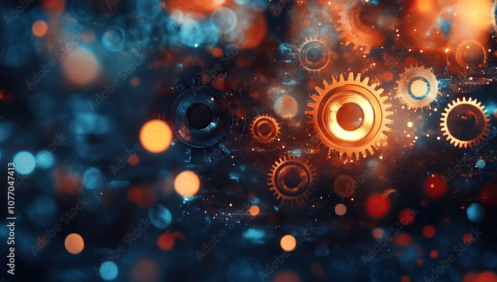 Poster abstract background with gears and technology, a concept of digital transformation