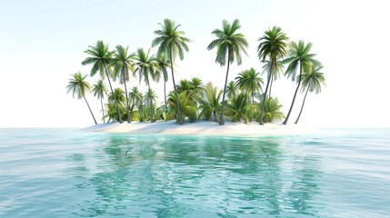 Obraz premium Tropical island with palm trees crystal clear water