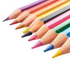 Fototapeta premium A vibrant collection of colored pencils lined up, showcasing their tips, ideal for artistic creativity.