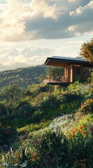 Serene Hillside Cottage Surrounded by Nature