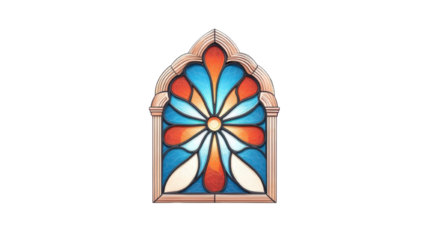 Colorful stained glass window with intricate floral design, perfect for enhancing architectural aesthetics.