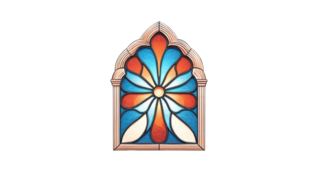 Colorful stained glass window with intricate floral design, perfect for enhancing architectural aesthetics.