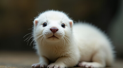 Fototapeta premium Adorable White Otter Close-Up Portrait: Cute and Curious Animal Stock Photo for Nature and Wildlife Enthusiasts