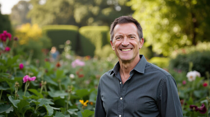 Portrait of Gardener in Vibrant Flower Fields &ndash; Authentic Rural Life and Nature Photography