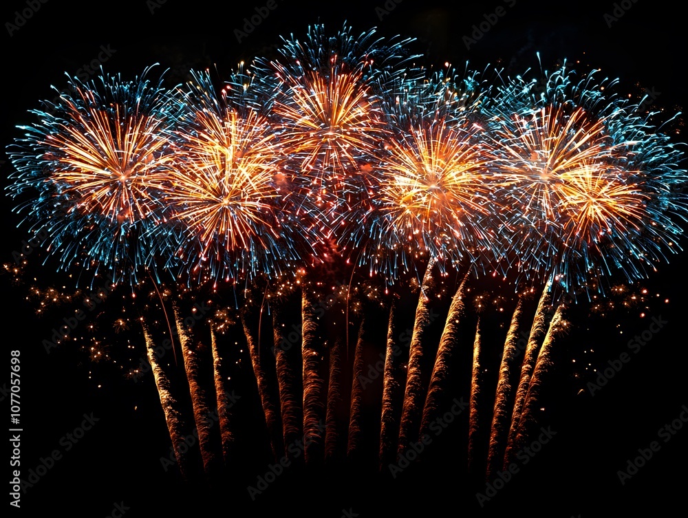 Poster vibrant fireworks display illuminating the night sky with brilliant colors and sparkling effects, cr
