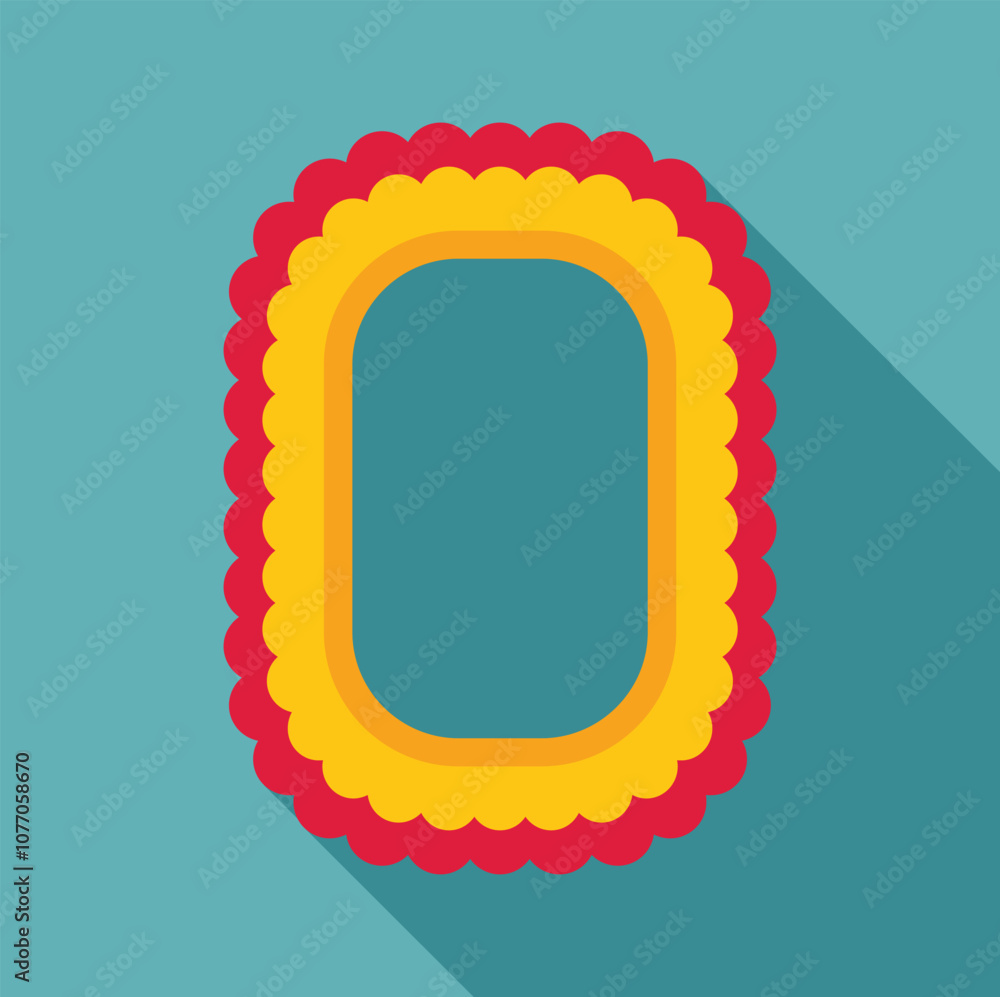 Poster vibrant frame with rounded corners and scalloped edges adding a touch of whimsy and celebration
