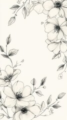 Fototapeta premium Minimalist Floral Wreath with Line Drawings