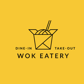 Linear logo design for noodles cafe or restaurant. Asian food concept