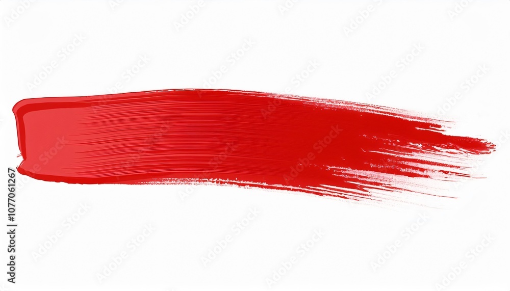 Aufkleber vivid red paint brush stroke creating a dynamic texture on a clean white background