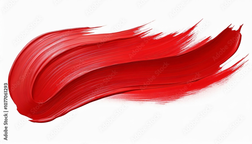 Poster vivid red paint is dynamically brushed onto a clean white backdrop, creating a striking visual contr
