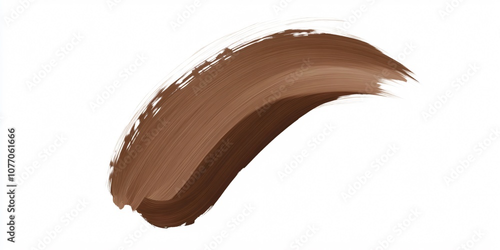 Poster dynamic and textured abstract design created by a curving brown paint brush stroke on a white backgr