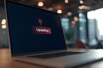 Laptop screen displaying software updating – Representing technology, system upgrades, and digital maintenance processes